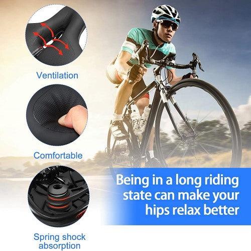 Bike Seat, Replacement Bicycle Seat Cushion with Waterproof Memory Foam Padded Leather, Reflective Strip, Dual Shock Absorbing Rubber Balls, Universal Fit for Bicycles, E-Bikes - Toytexx Bike Seat, Replacement Bicycle Seat Cushion with Waterproof Memory Foam Padded Leather, Reflective Strip, Dual Shock Absorbing Rubber Balls, Universal Fit for Bicycles, E-Bikes - Toytexx